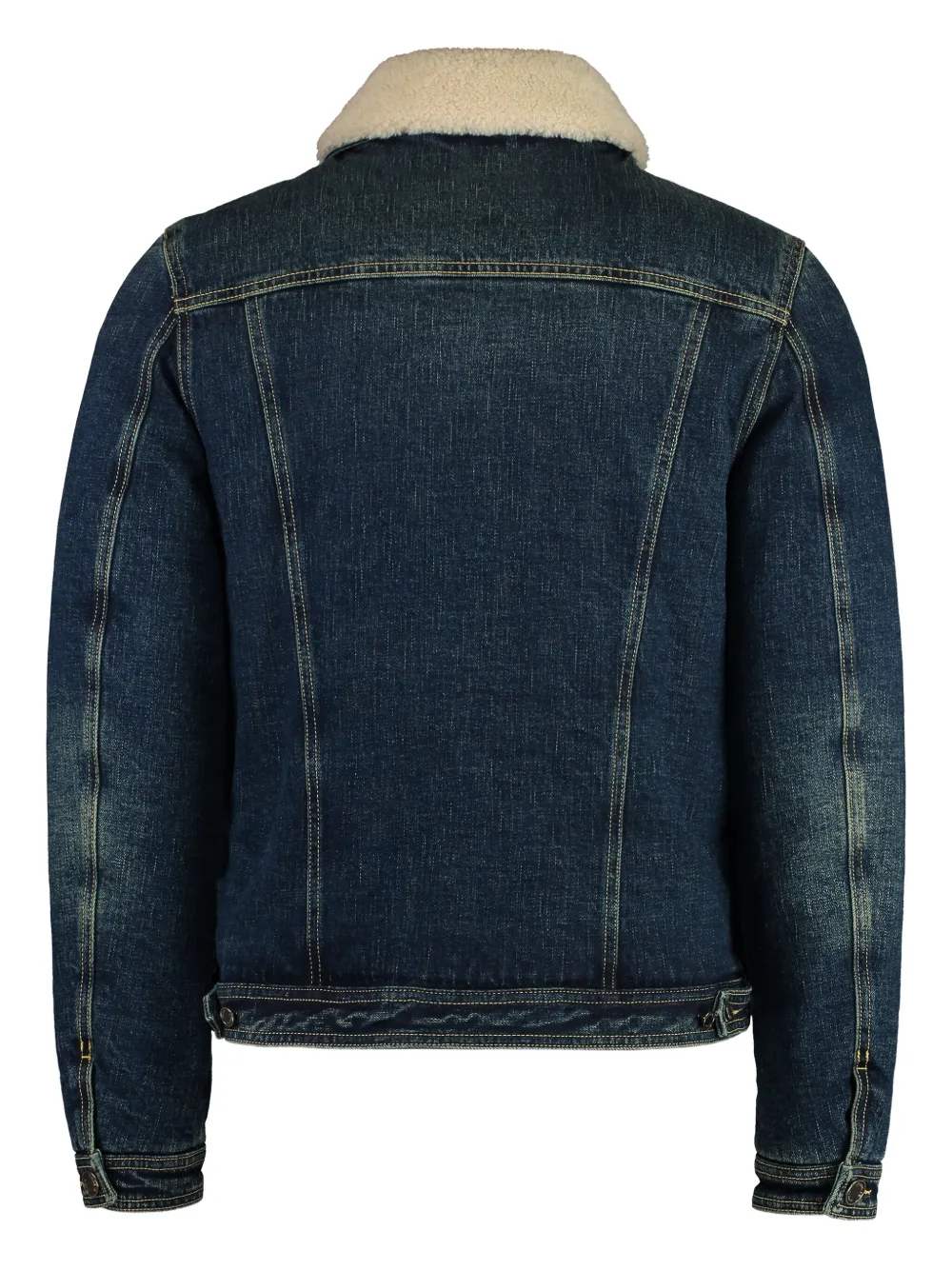 Moorer sheepskin-trimmed denim jacket Blauw