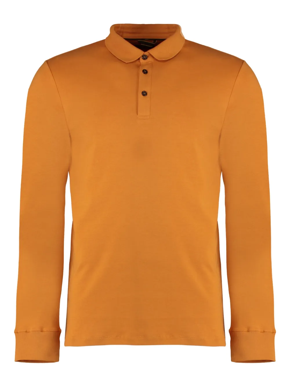 Moorer ribbed-edge long-sleeve polo shirt Oranje