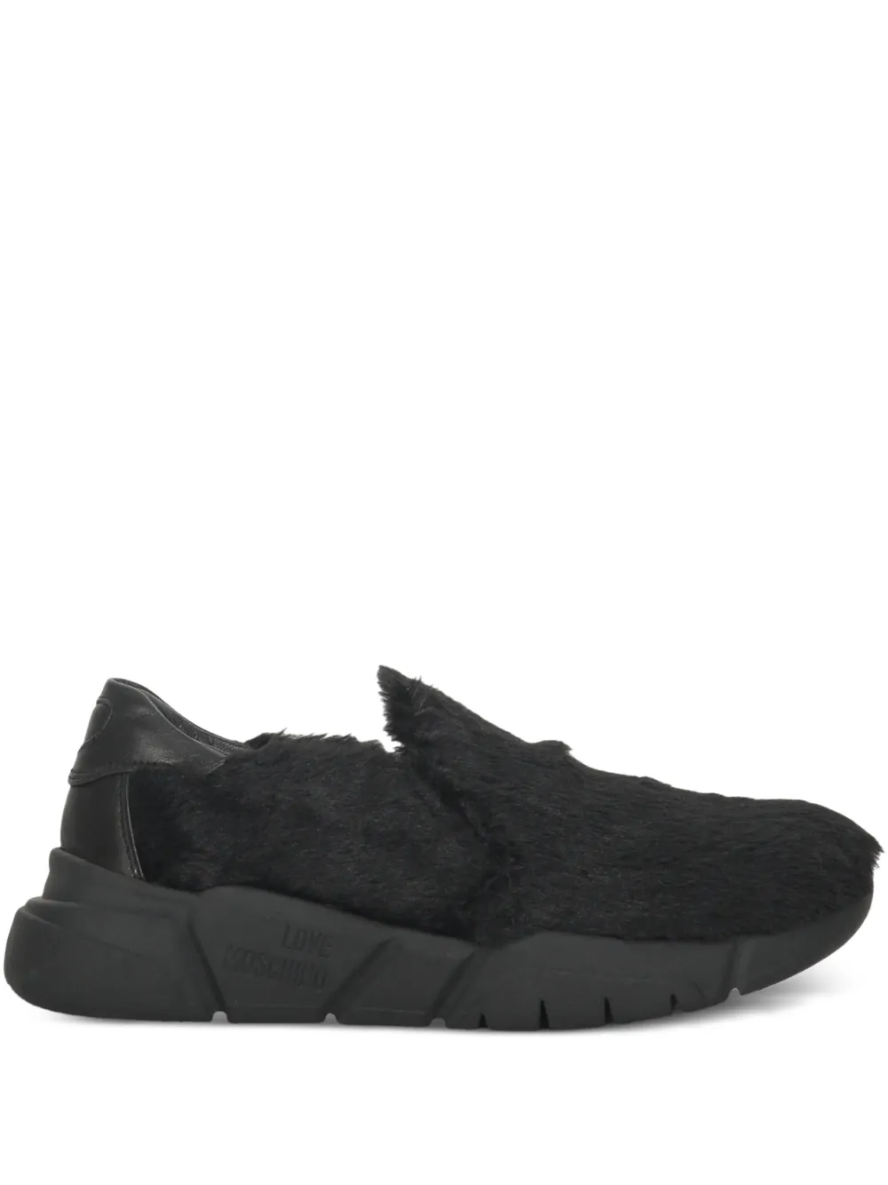 Moschino faux-fur sneakers Zwart