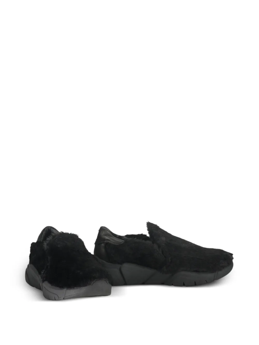 Moschino faux-fur sneakers Zwart