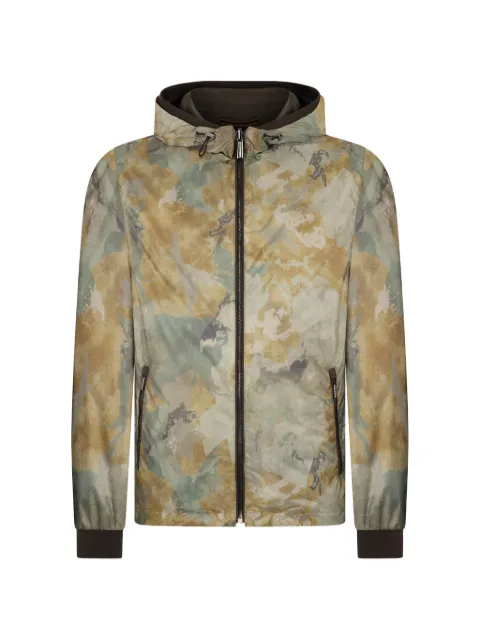 Moorer hooded zip-fastening jacket