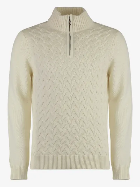 Moorer cable-knit half-zip sweater