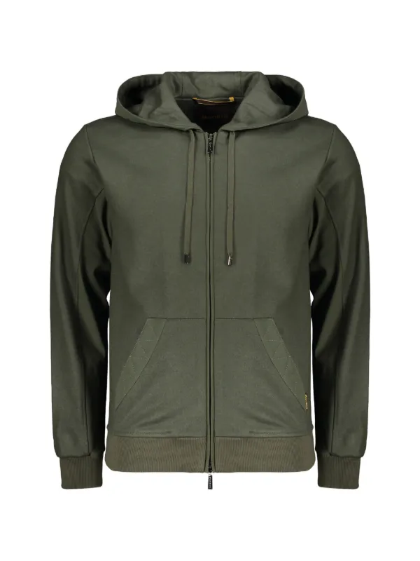Moorer Zip-up Drawstring Hoodie in Green