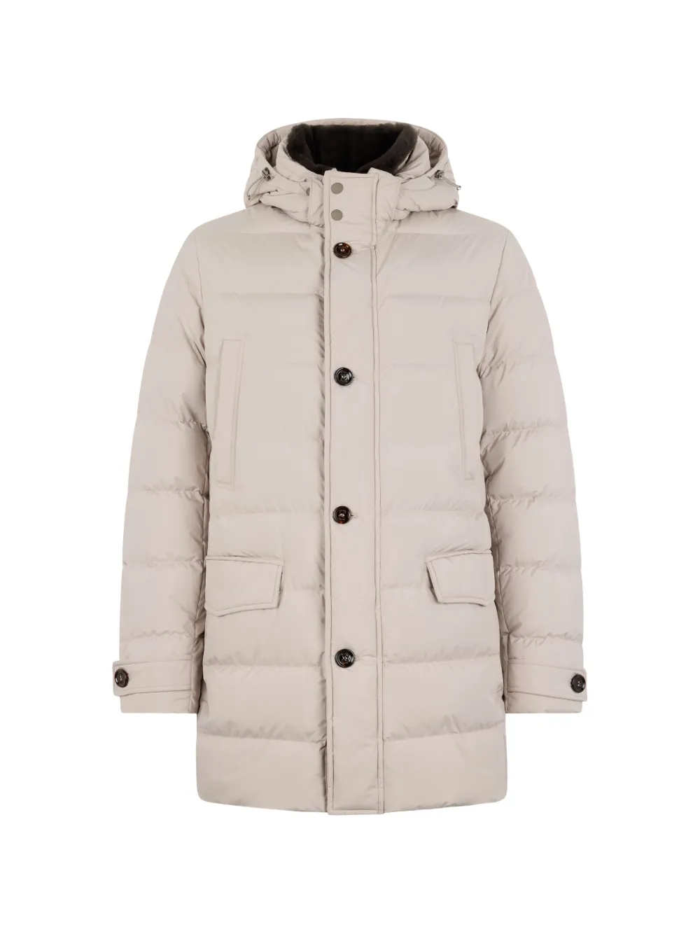 Moorer button hooded padded jacket - Toni neutri