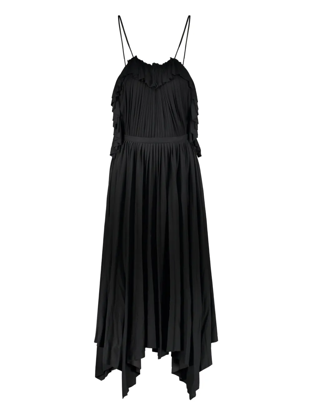 Moschino pleated ruffled dress - Schwarz