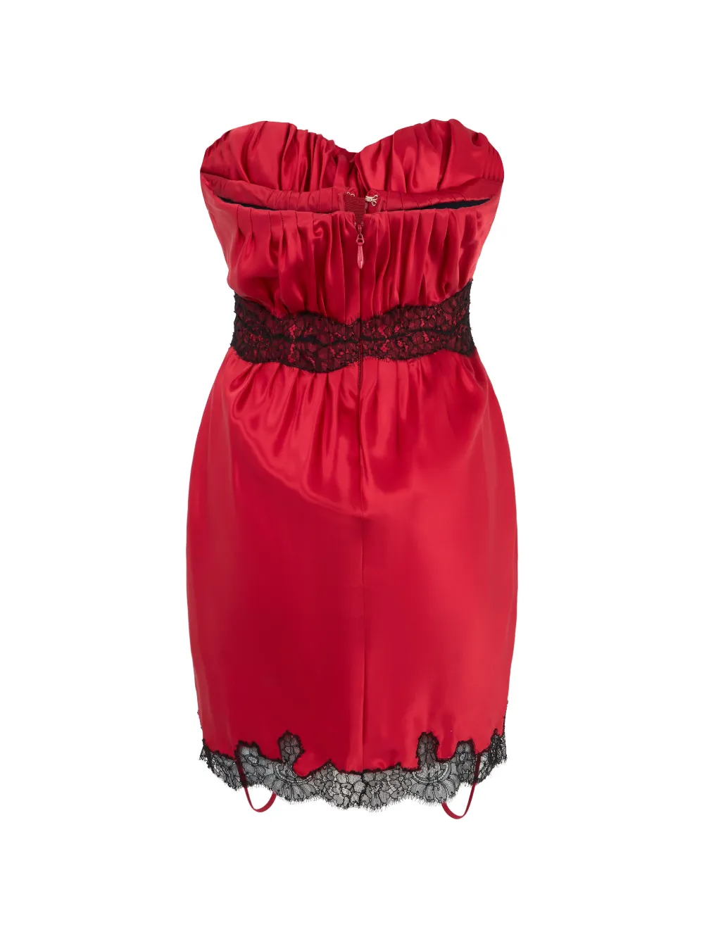 Moschino Gesmockte mini-jurk met kanten afwerking Rood