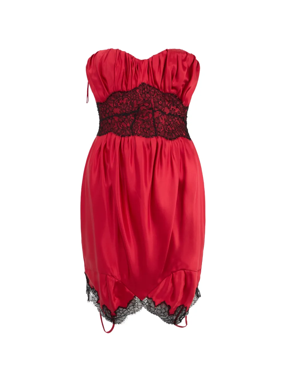 Moschino lace-trimmed gathered mini dress - Rosso