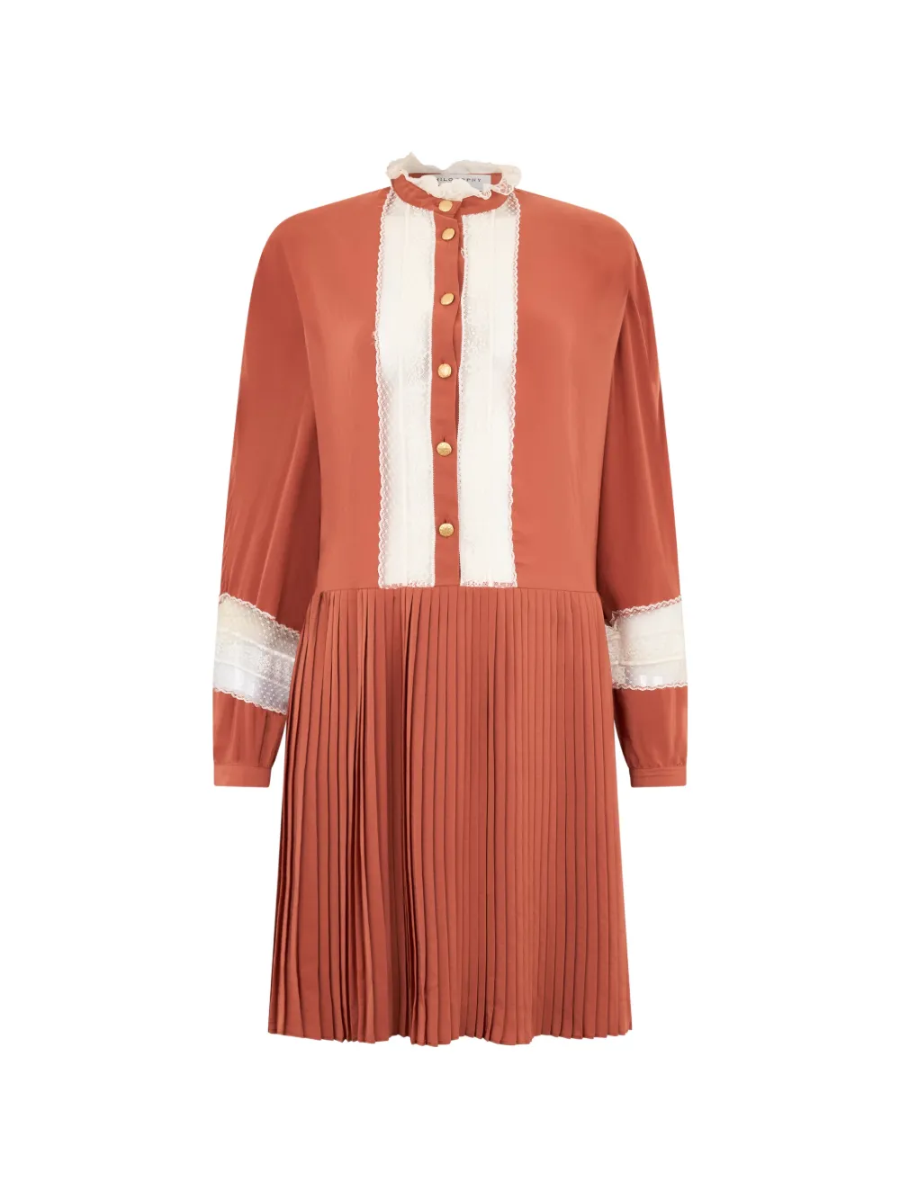 Philosophy Di Lorenzo Serafini pleated lace dress - Orange