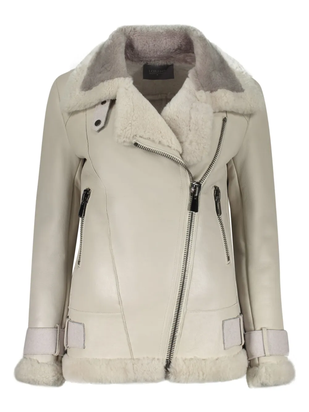 Lorena Antoniazzi Giacca biker in pelle - Grigio