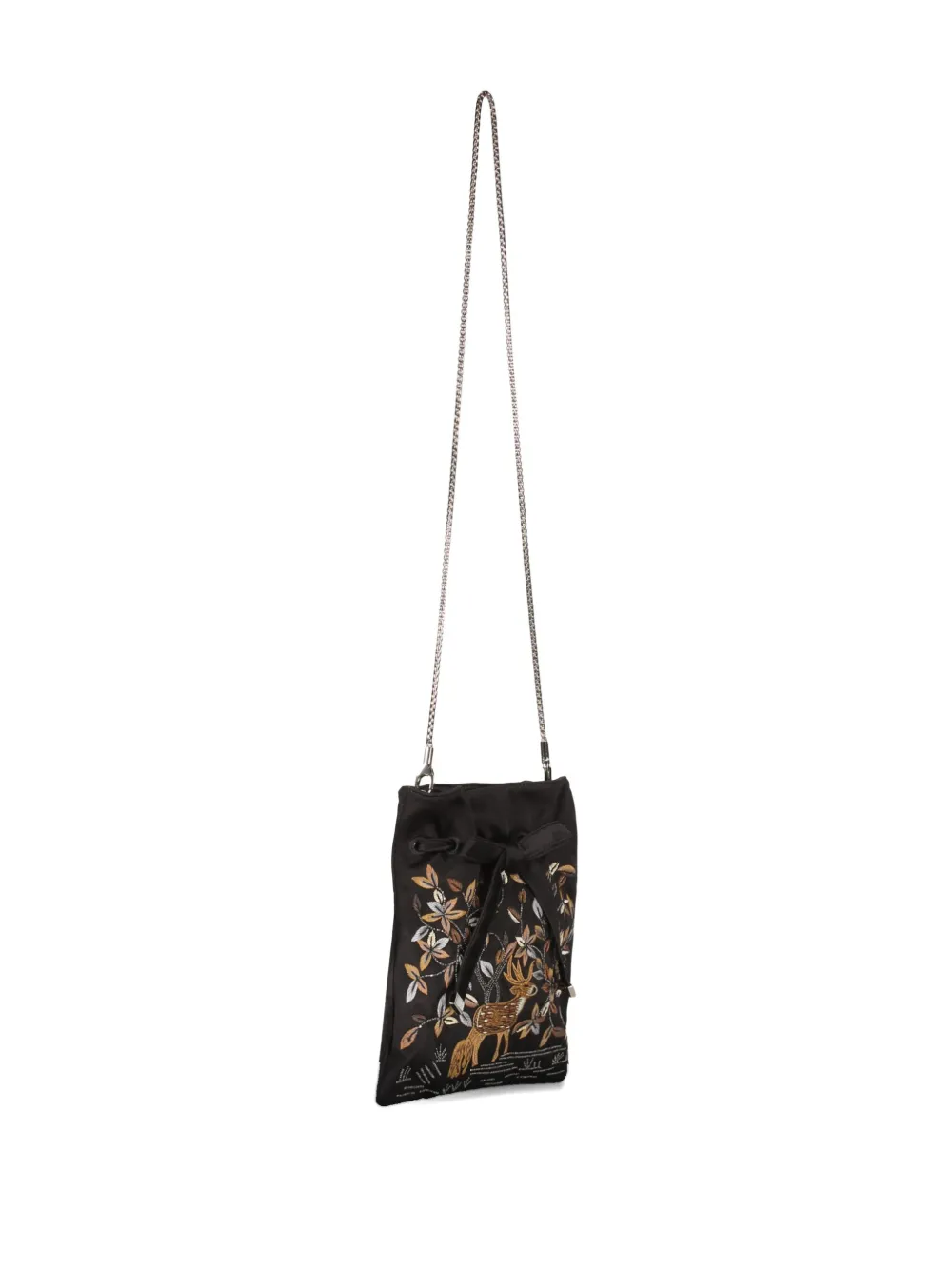 Alberta Ferretti embroidered drawstring cross body bag Zwart