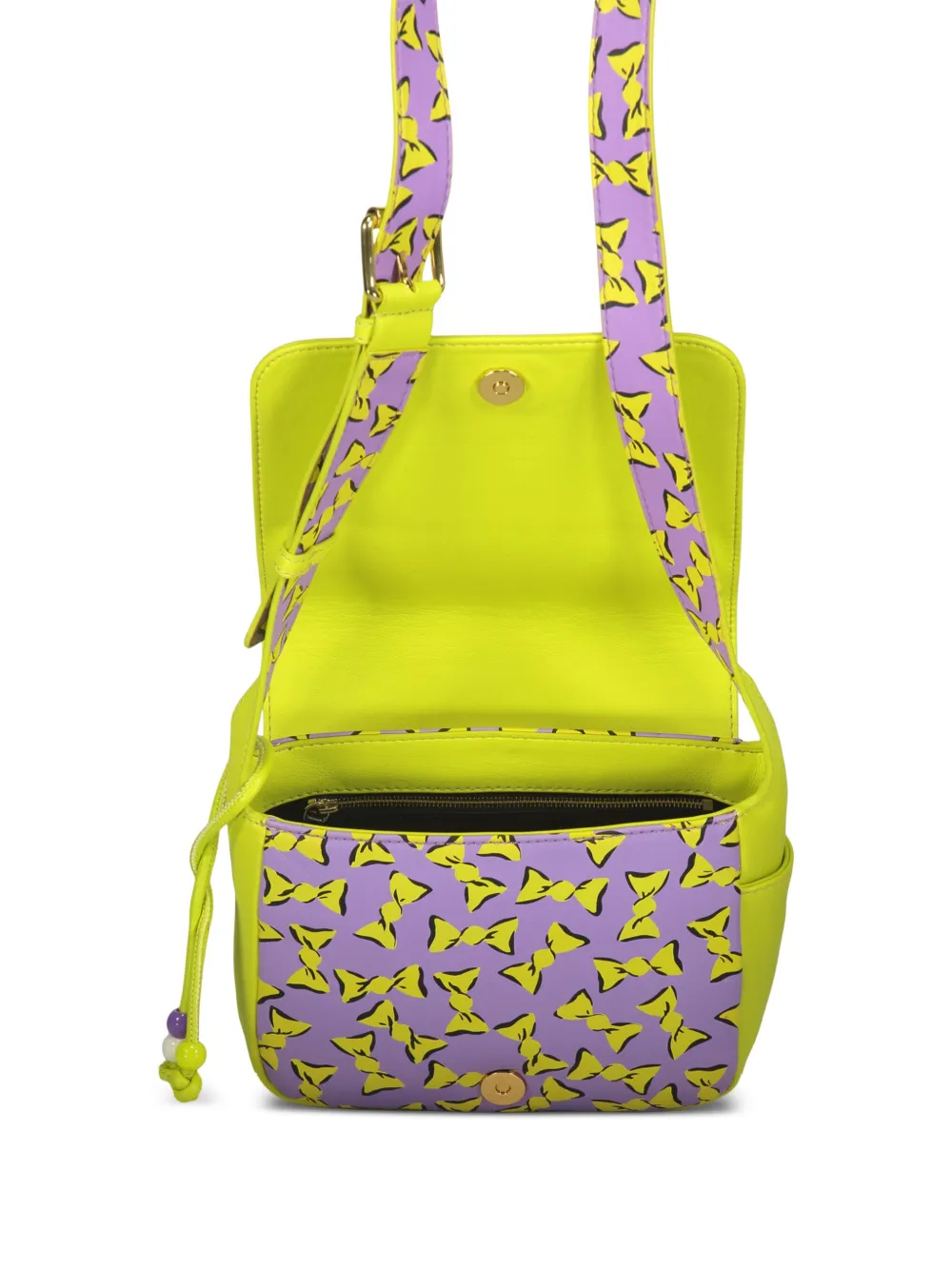 Moschino bow-print flap mini bag Paars