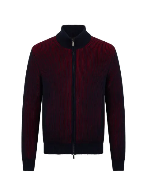 Moorer zip ribbed cardigan