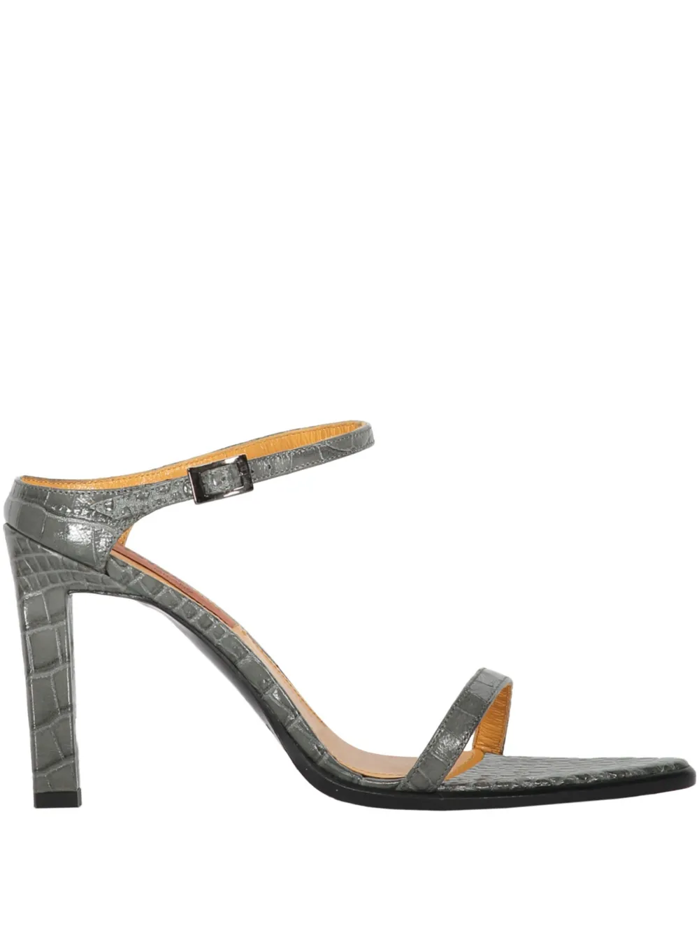 90mm snakeskin-print mules