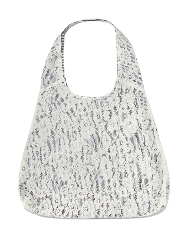 Gohar World Port Lace-embroidered Tote Bag in White