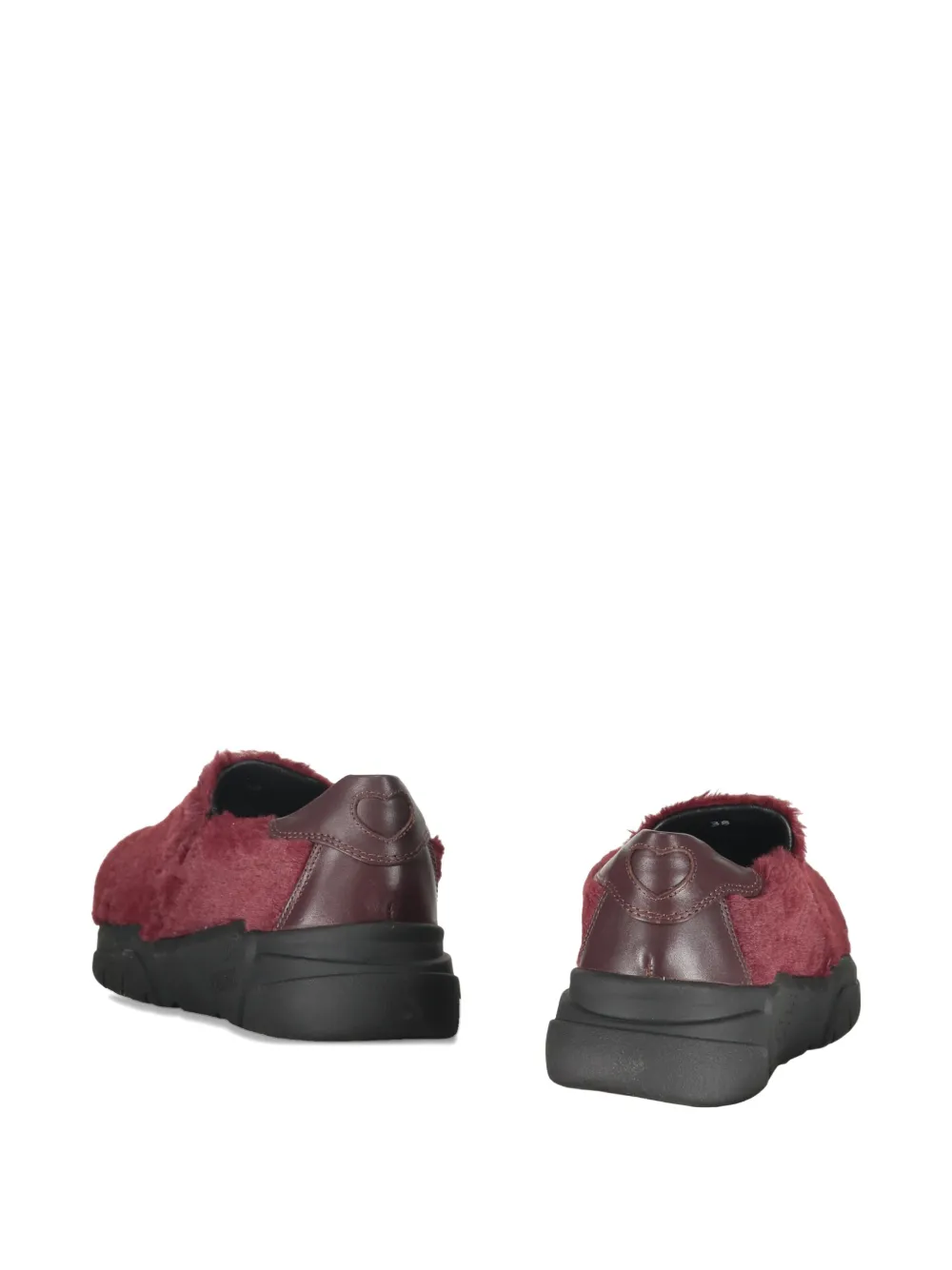 Moschino faux-fur slip-on sneakers Red