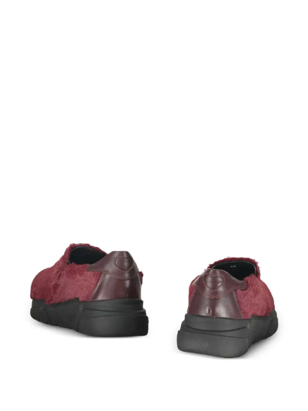 Moschino faux-fur slip-on sneakers Rood