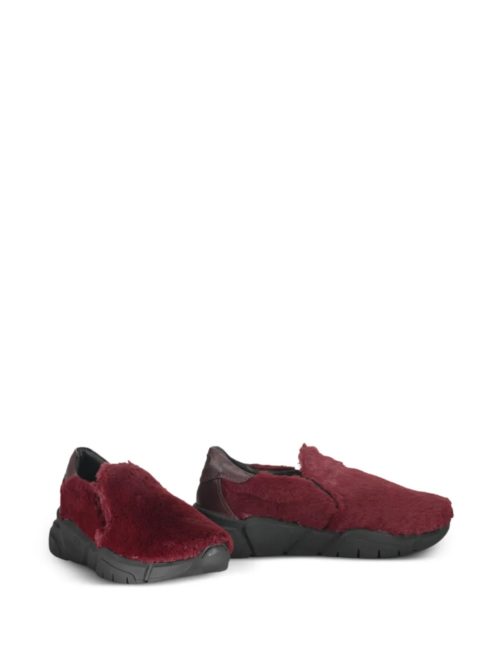 Moschino faux-fur slip-on sneakers Rood