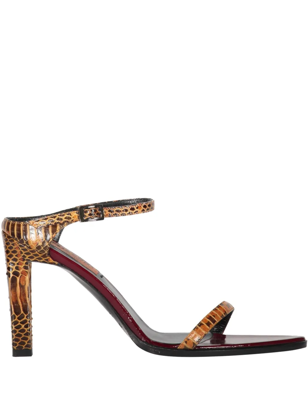 100mm snakeskin-print mules