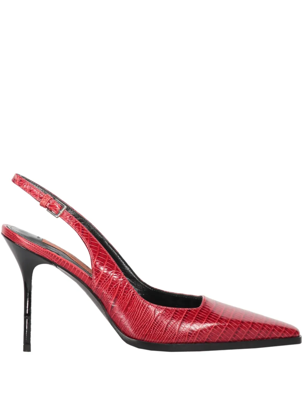 90mm lizard-skin print slingback pumps