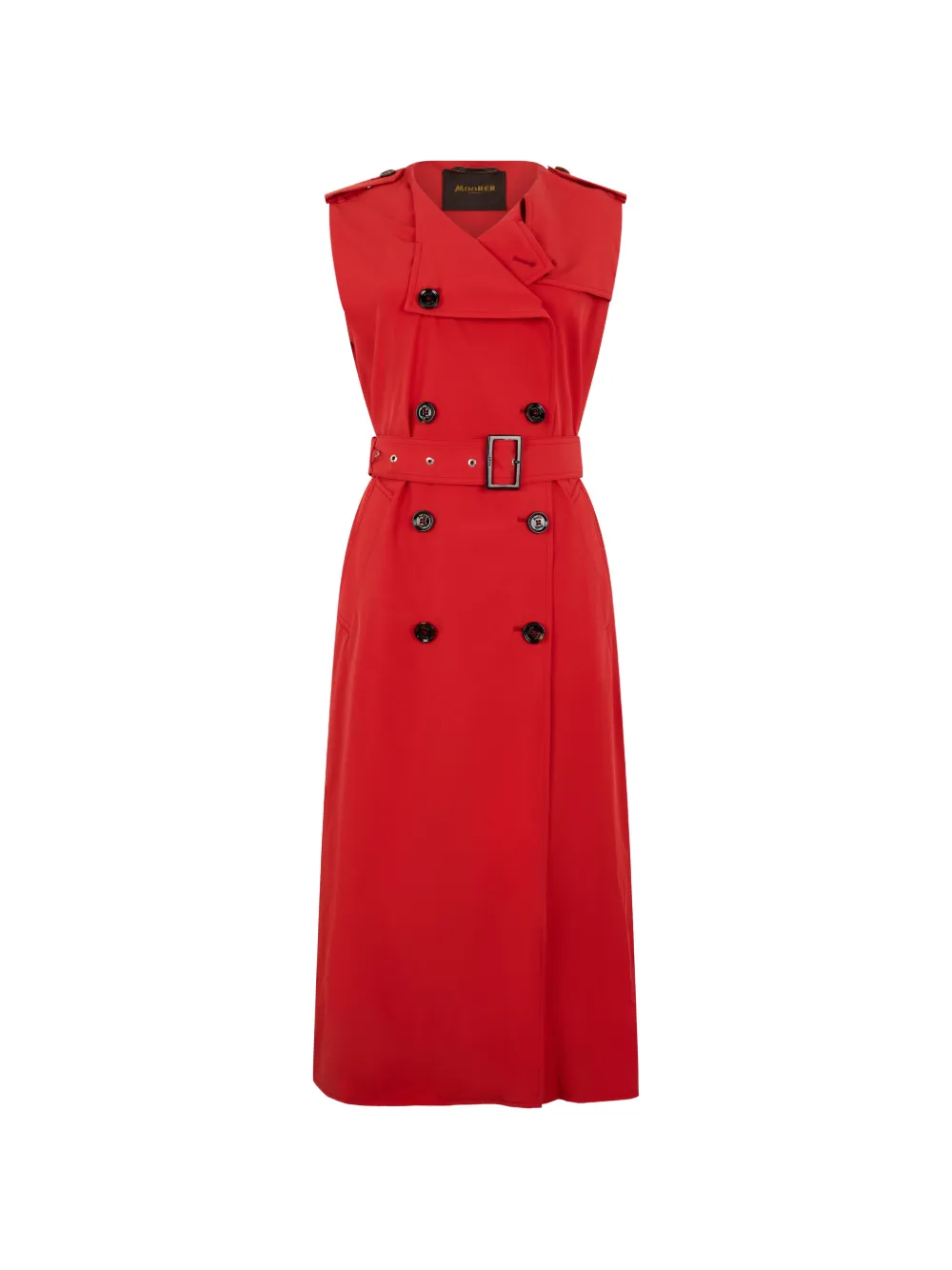 Moorer buttoned belted coat - Rot