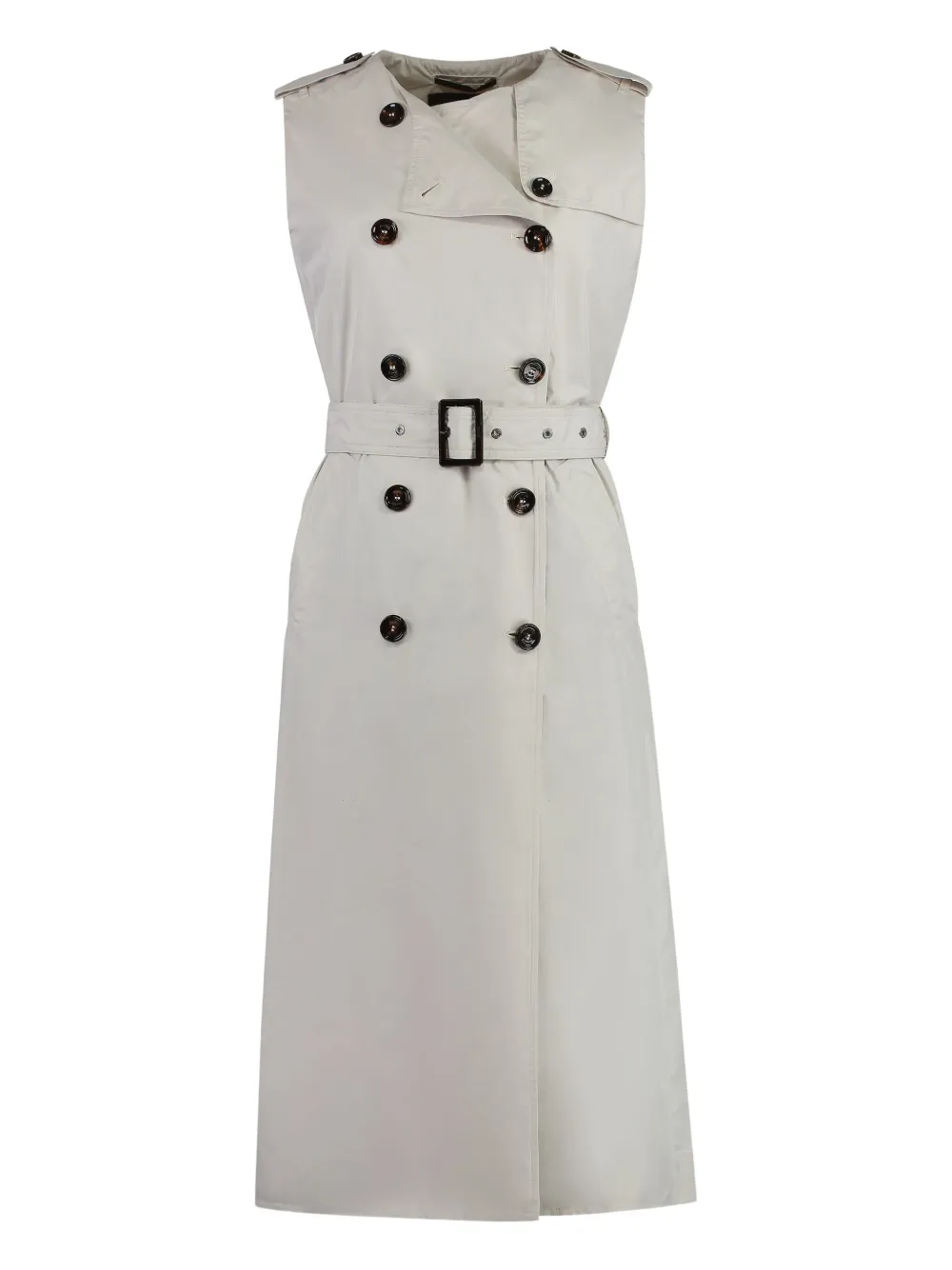 Moorer Aurelia sleeveless double-breasted trench coat Wit