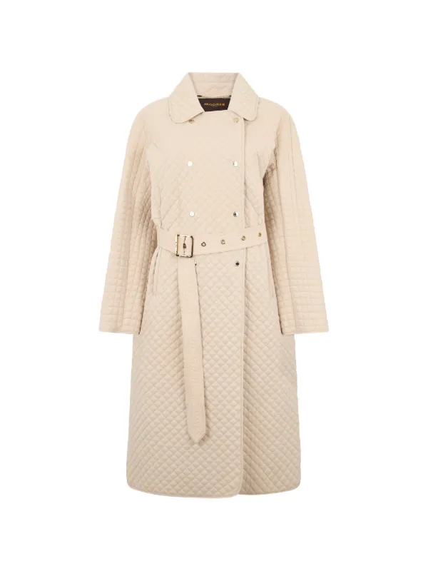 Moorer Quilted Belted Coat in Neutrals