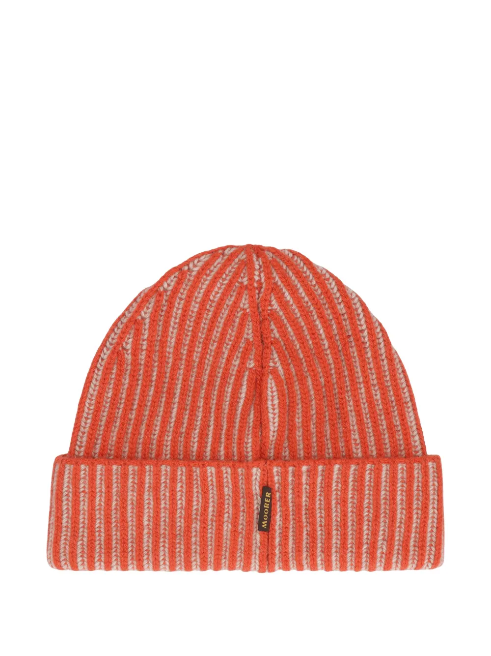 Moorer Ribbed Beanie In Orange