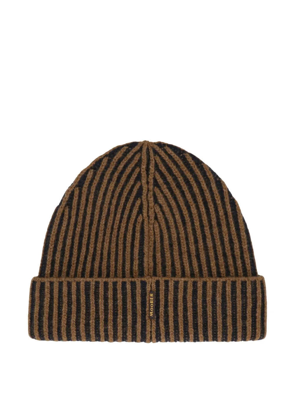 Moorer Ribbed Beanie Hat In Brown
