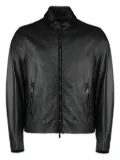 Moorer zip-fastening leather jacket - Black