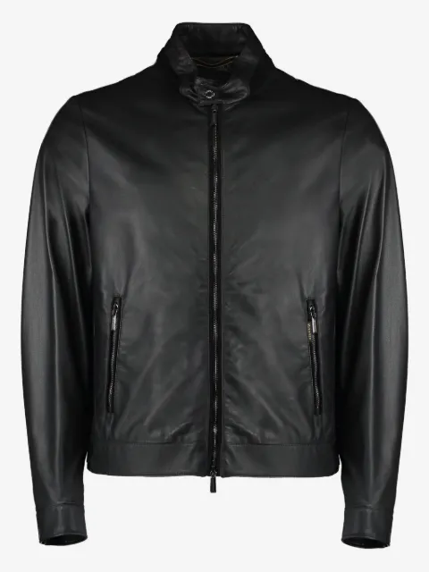 Moorer zip-fastening leather jacket