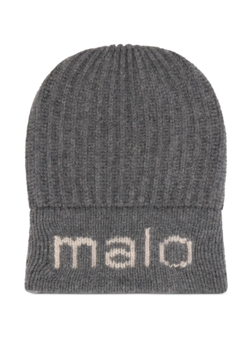 Malo ribbed logo beanie hat - Grigio