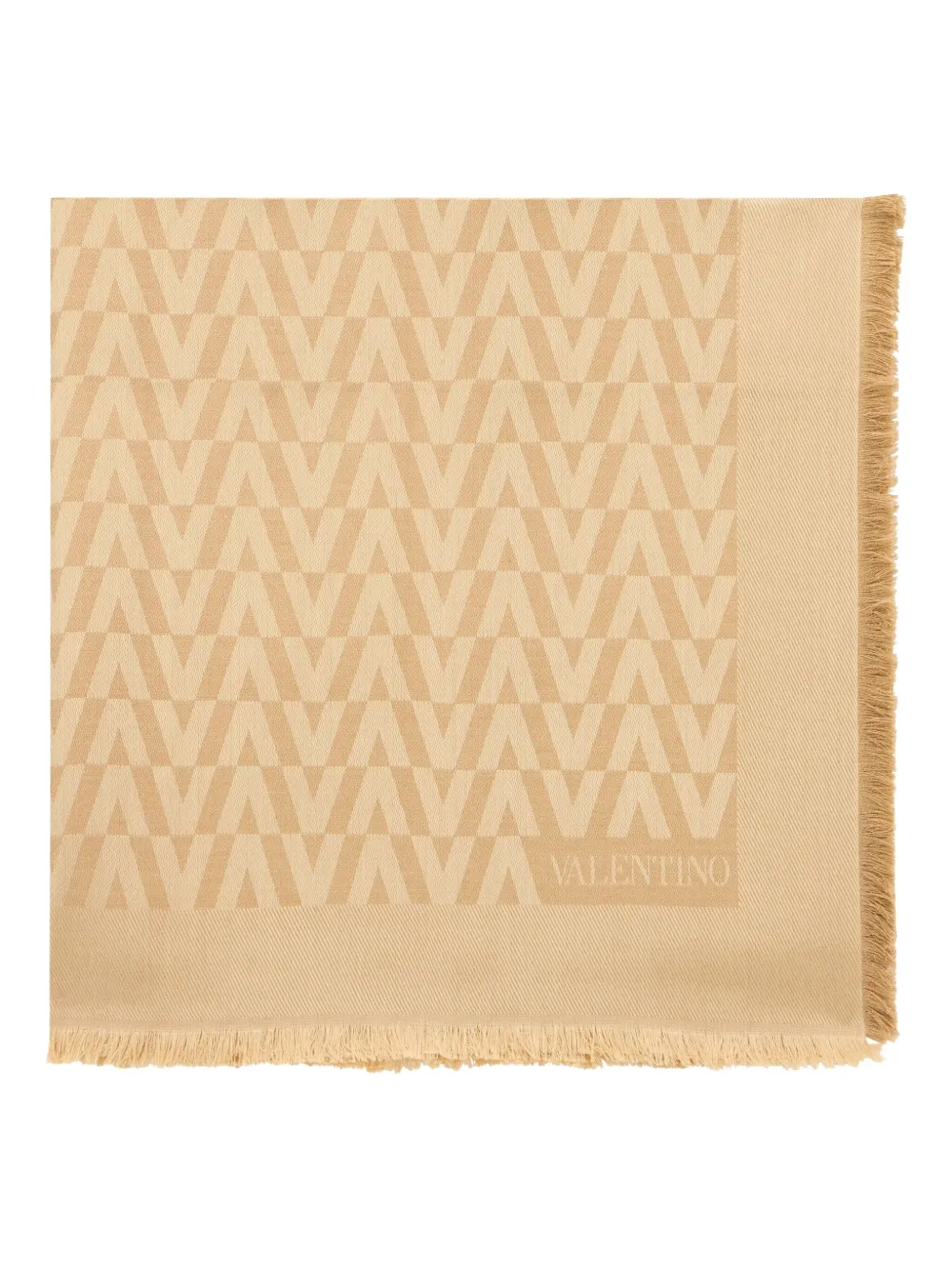 Valentino Garavani ロゴ フリンジ スカーフ - ニュートラル
