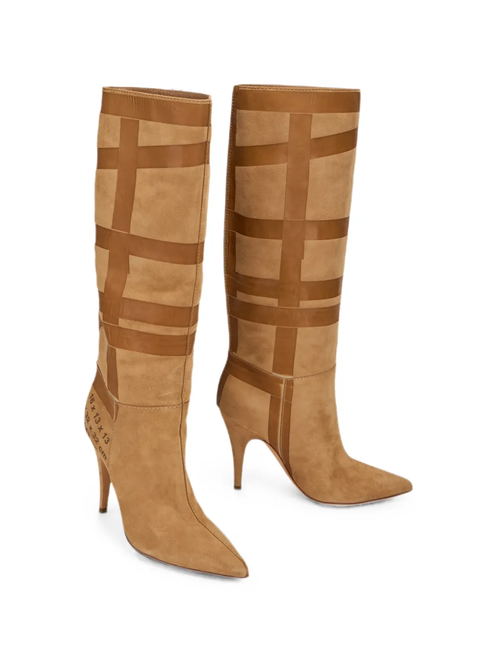 Moschino tape-detail knee-high boots Bruin