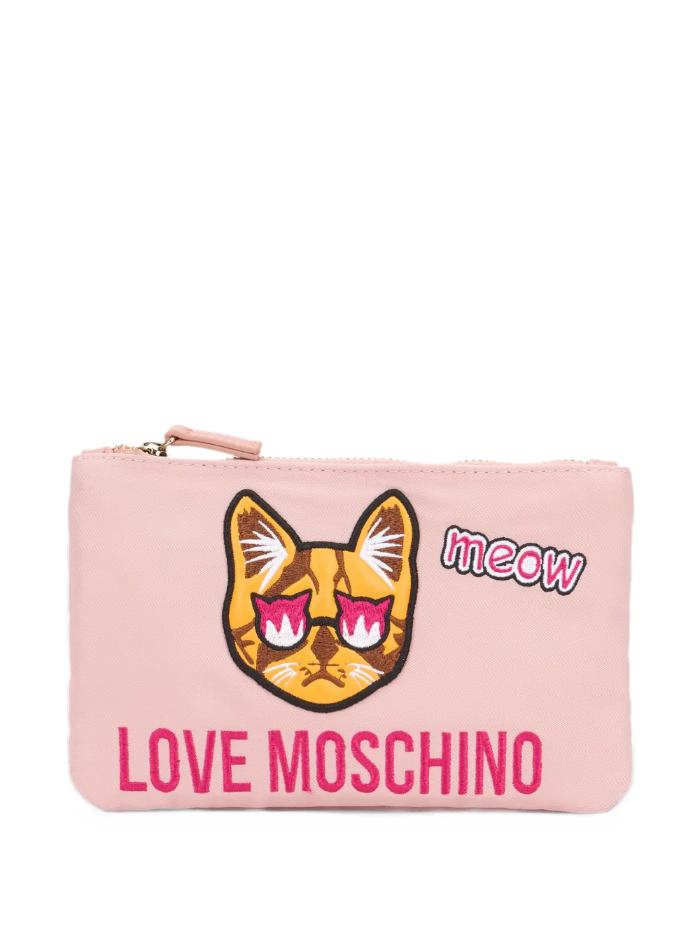 Moschino cat-patch chain-strap wallet - Rosa