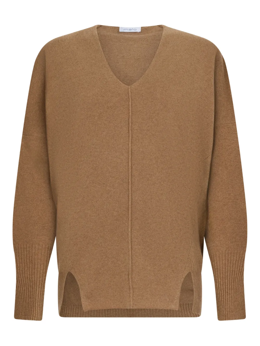 Malo V-neck split sweater - Brown