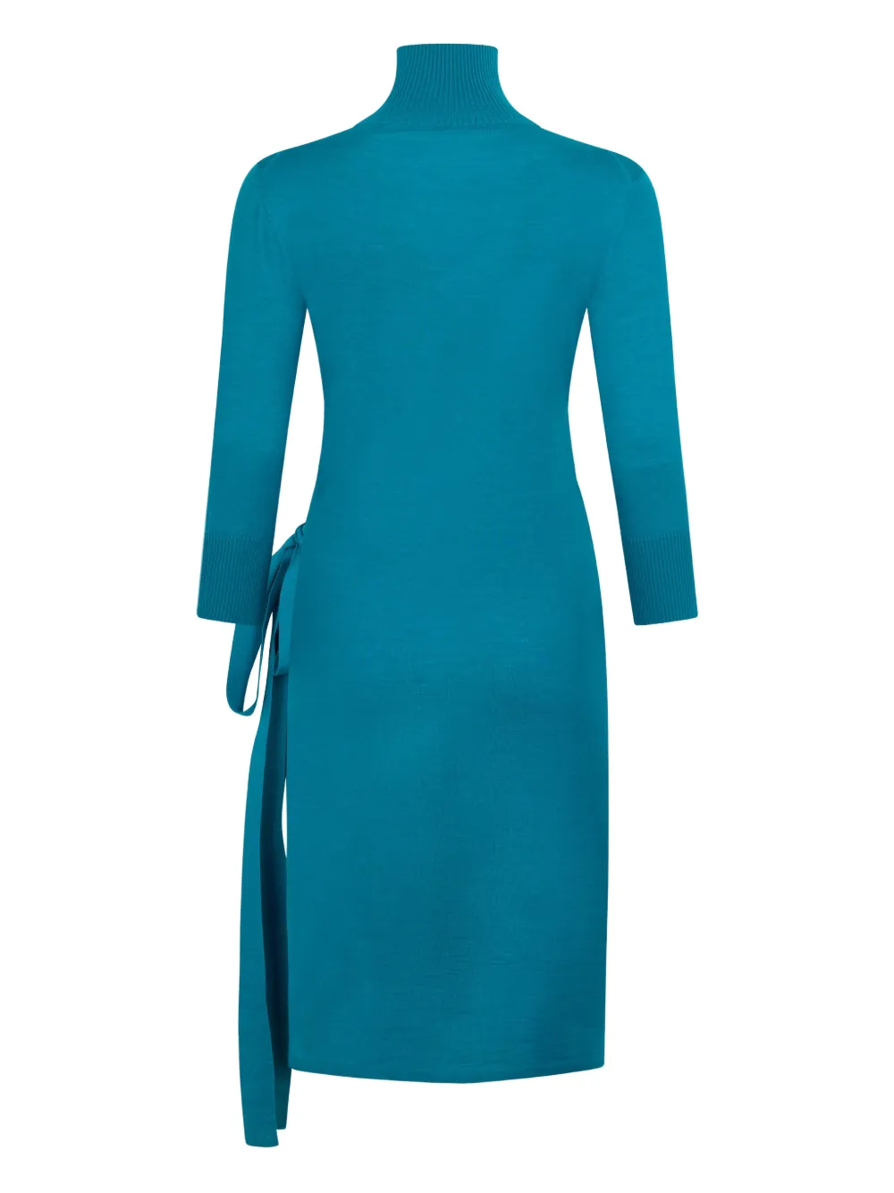 Malo turtleneck tie dress - Blauw