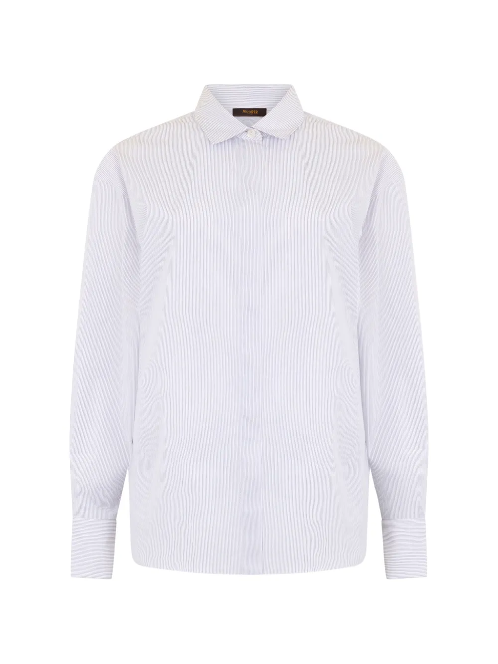 Moorer Vertical-stripe Rounded-hem Shirt In White
