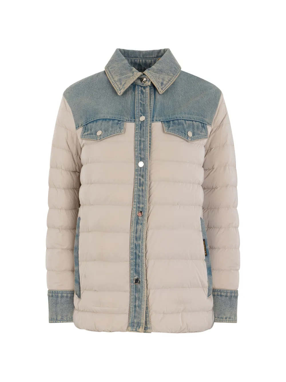 Moorer Esper-P denim-panel quilted jacket - White