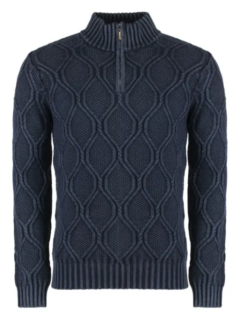 Moorer cable-knit half-zip pullover