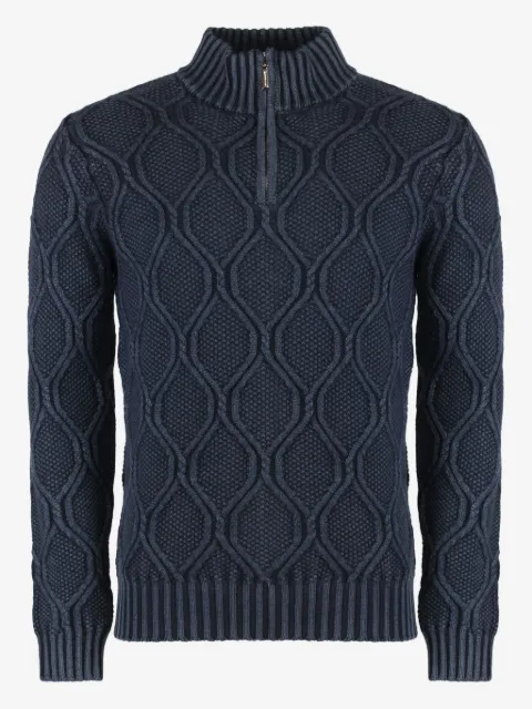 Moorer cable-knit half-zip pullover