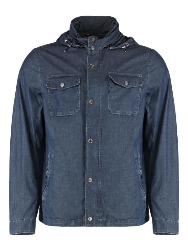 Moorer Giacca Denim Con Cappuccio Blu FARFETCH IT