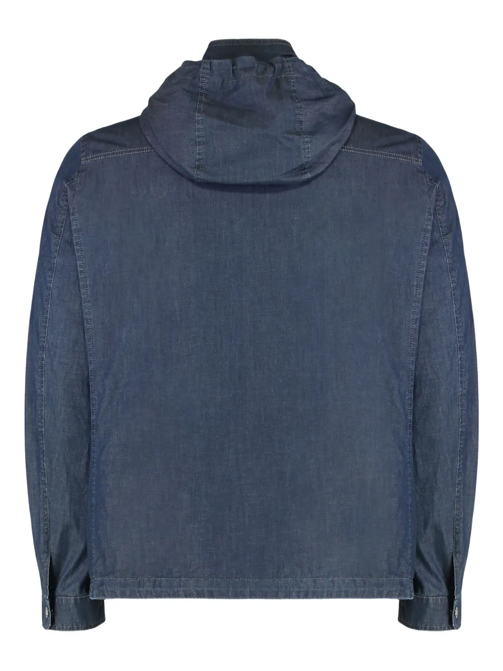 Moorer Hooded Denim Jacket In Blue