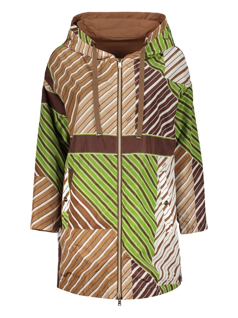 Herno Technical Fabric Hooded Jacket In Brown