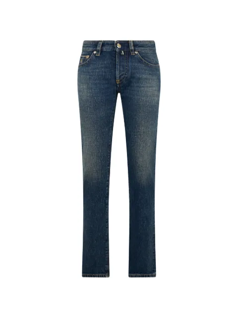 Moorer faded five-pocket jeans