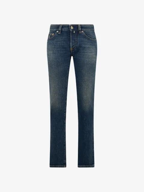 Moorer faded five-pocket jeans