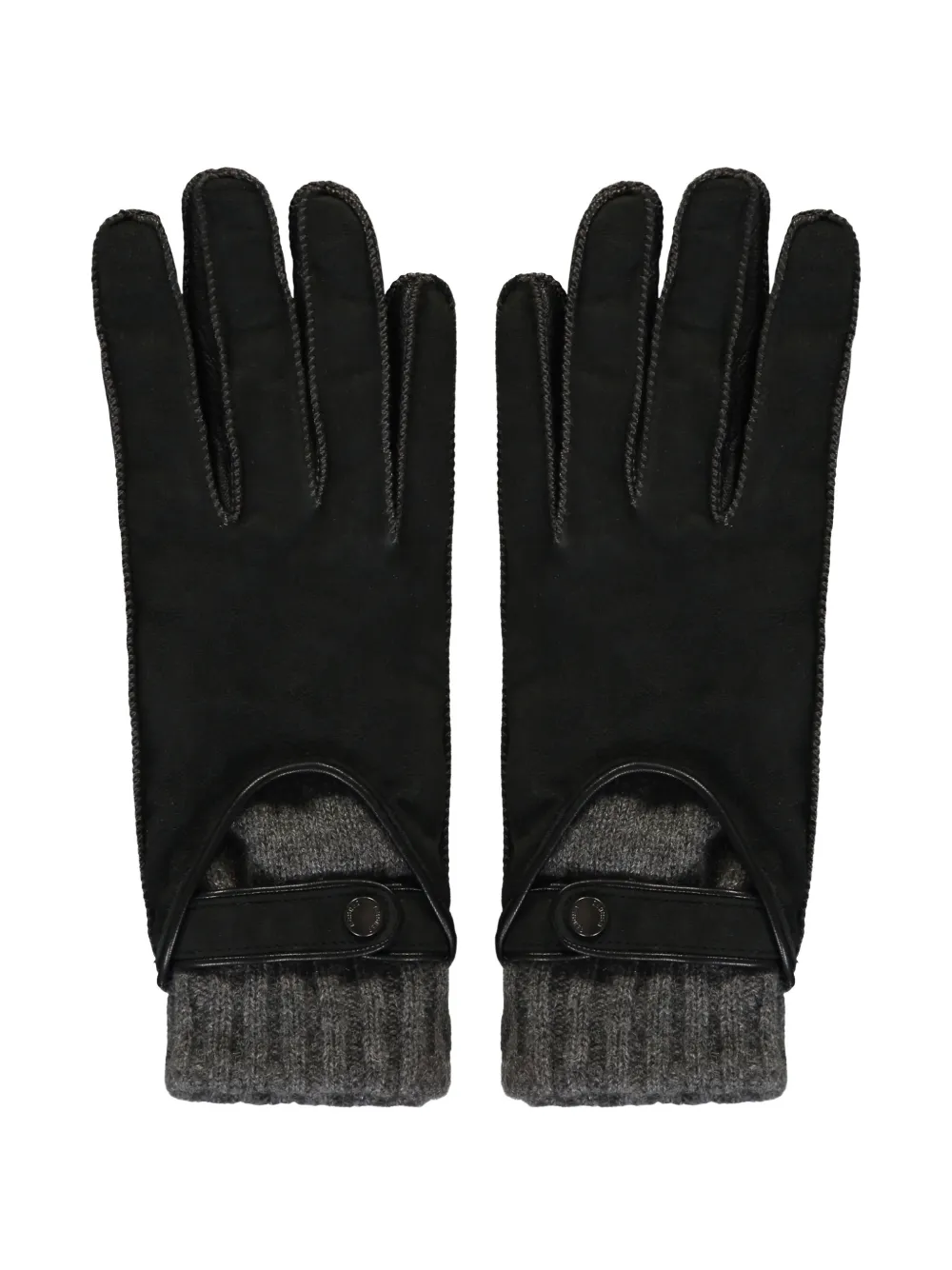 Moorer Knitted Leather Gloves In Black