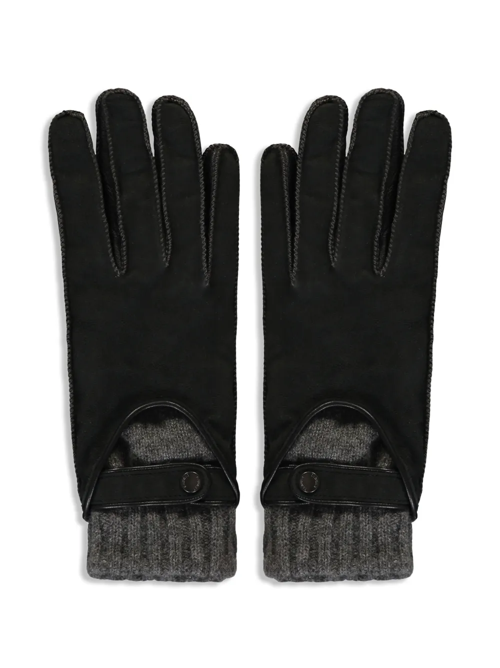 Moorer Gebreide leren handschoenen Zwart