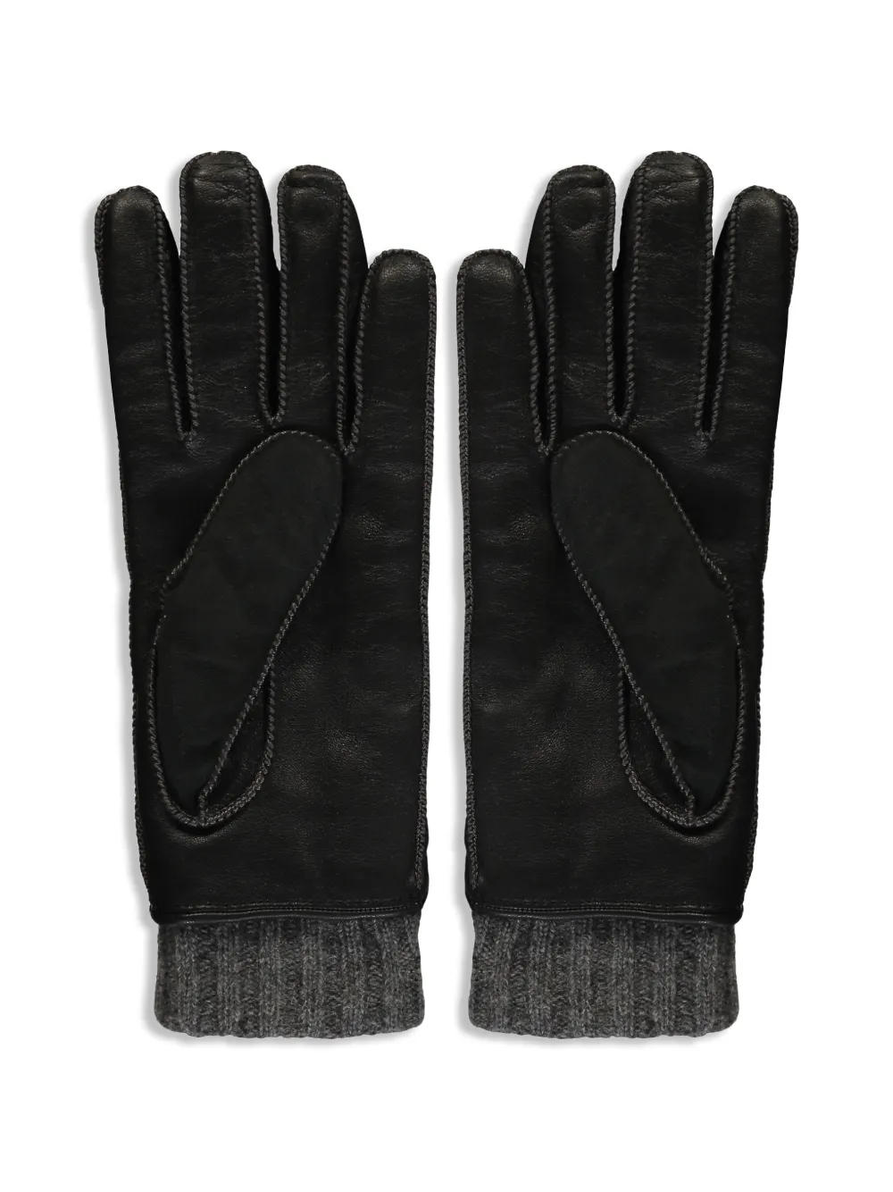 Moorer Gebreide leren handschoenen Zwart