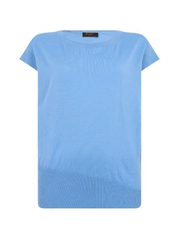Moorer Ribbed-trim T-shirt in Blue