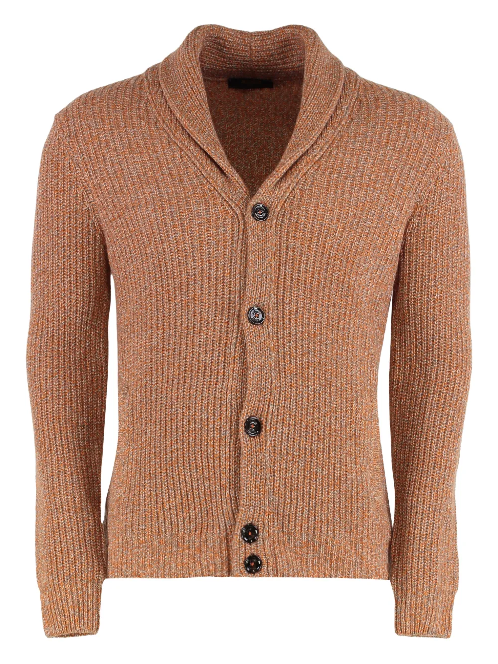 Moorer shawl-collar buttoned cardigan - Marrone